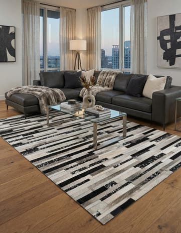 5' 1 x 8' 2 Cowhide Leather Rug