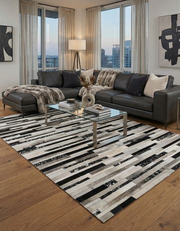 5' 1 x 8' 2 Cowhide Leather Rug
