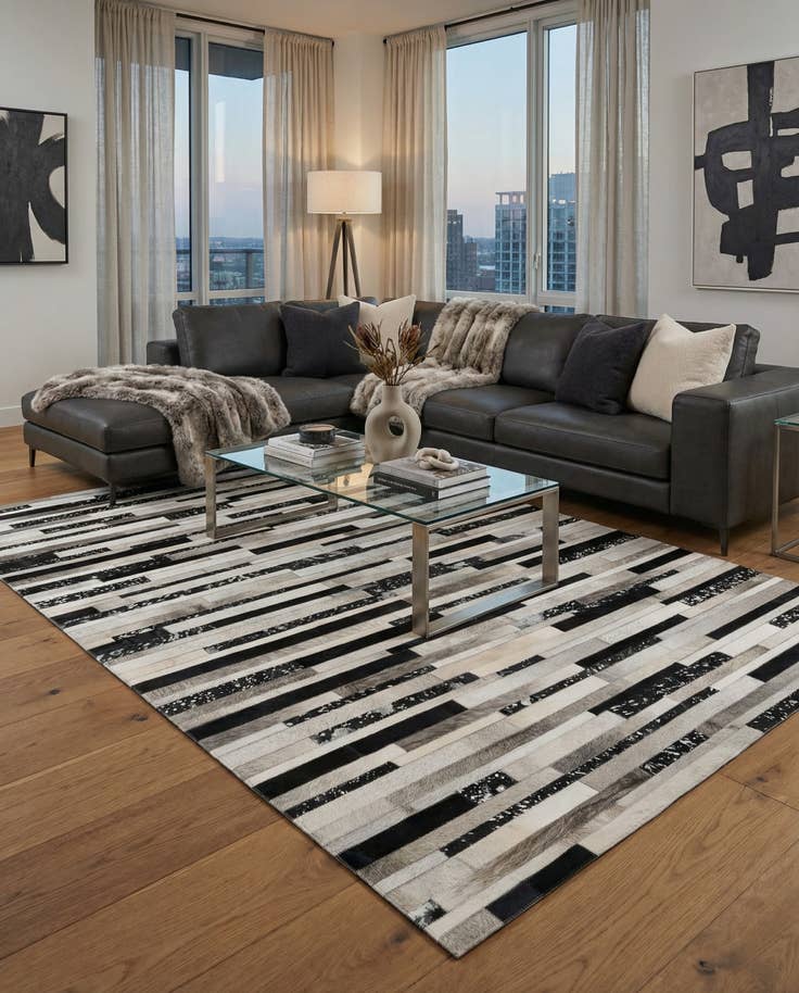 Detail image of 5' 1 x 8' 2 Cowhide Leather Rug