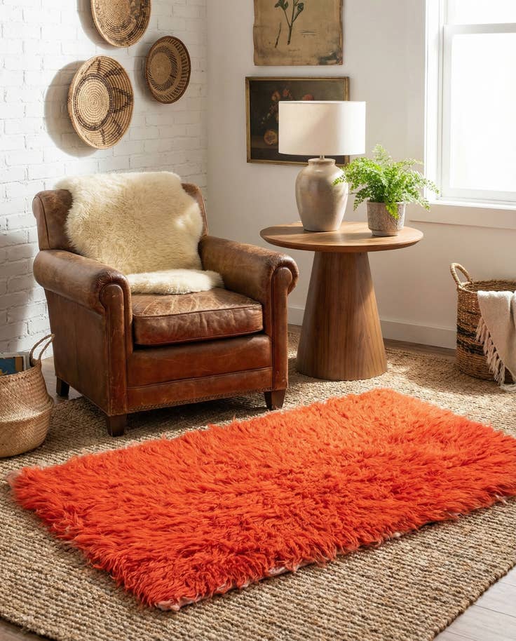Detail image of 2' 4 x 4' 5 Hand Knotted Moroccan Wool Rug