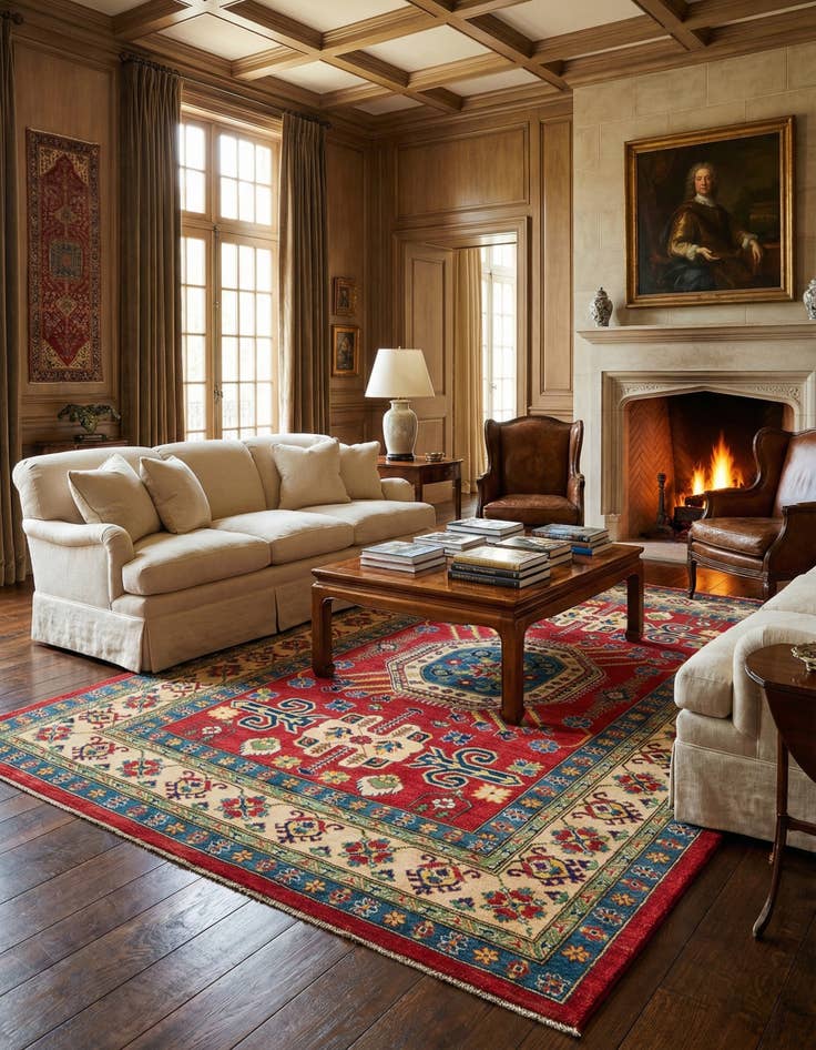 Detail image of  6' 8 x 10'  Hand Knotted Kazak Rug