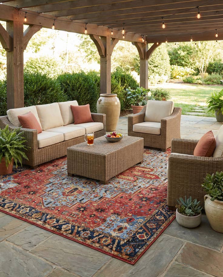 Detail image of 10' x 14' Easy-Clean Traditional Indoor / Outdoor Rug