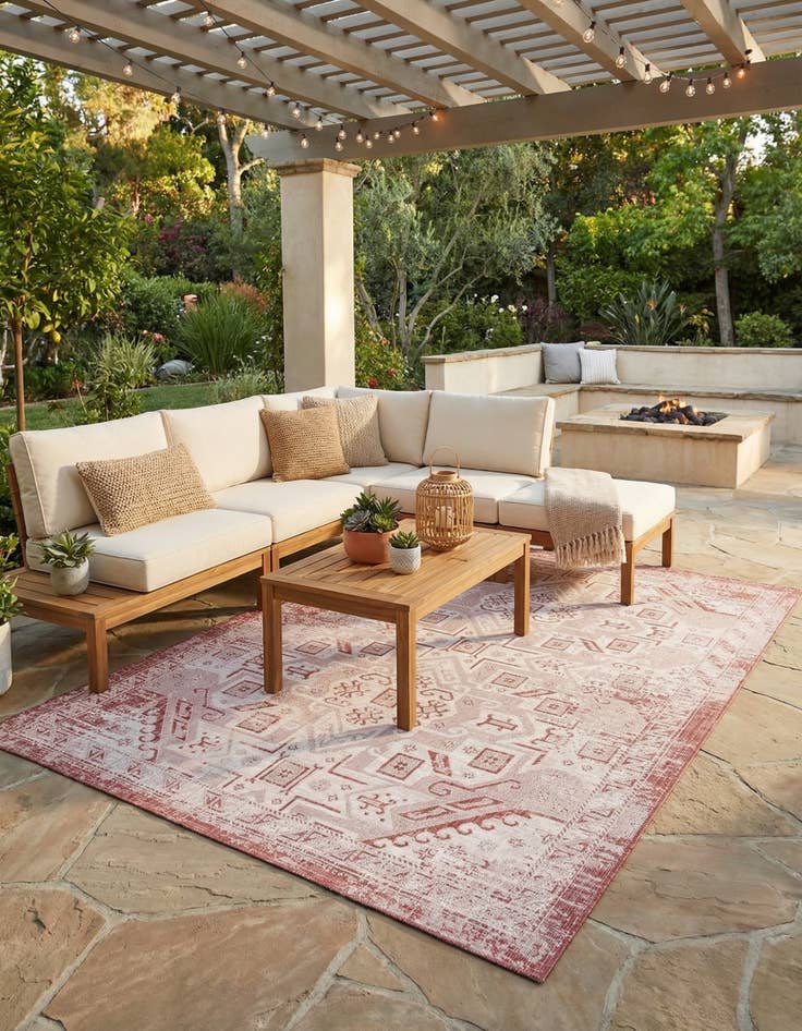 Detail image of 7' 10 x 11' Easy-Clean Aztec Indoor / Outdoor Rug