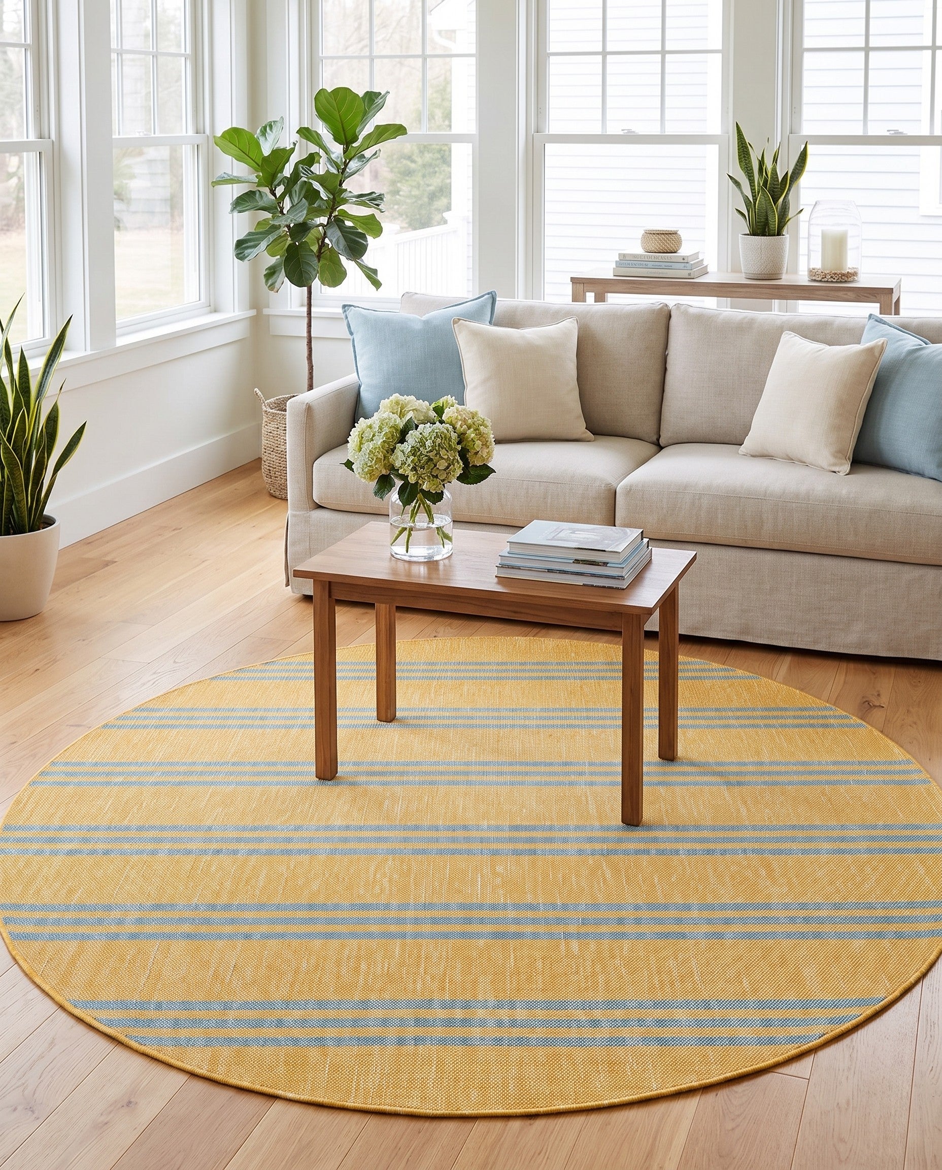 6' 7 x 6' 7 Easy-Clean Jill Zarin Anguilla Indoor / Outdoor Round Rug