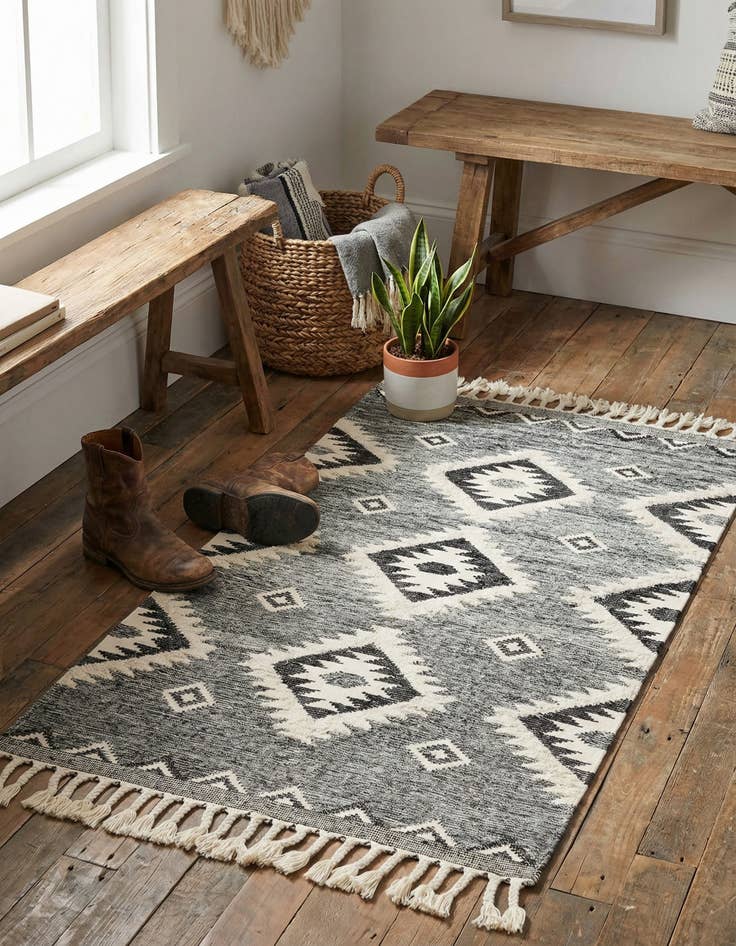 Detail image of 1' 7 x 1' 7  Hand Woven Arizona Wool Sample Rug