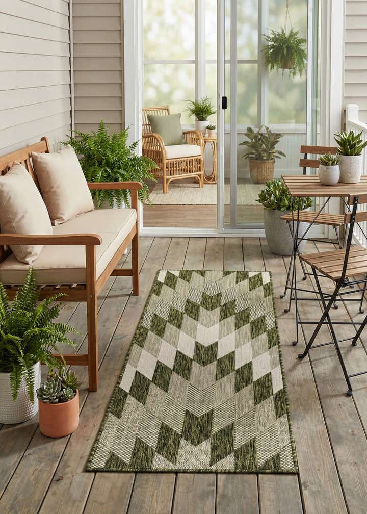 2' x 5' 3 Easy-Clean Modern Indoor / Outdoor Runner Rug
