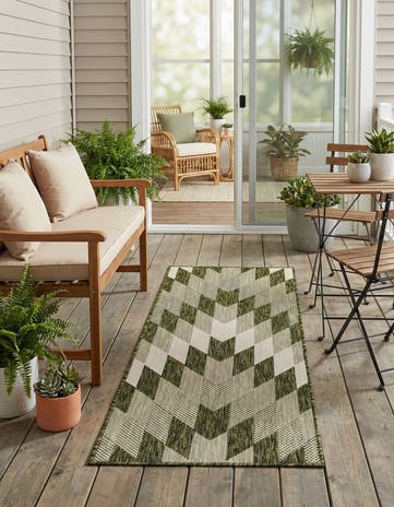 2' x 5' 3 Easy-Clean Modern Indoor / Outdoor Runner Rug