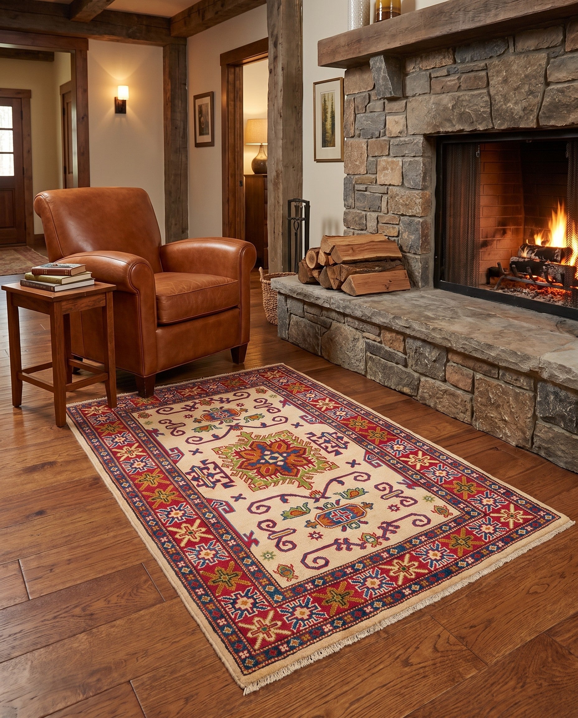 3' 3 x 5' Hand Knotted Kazak Rug