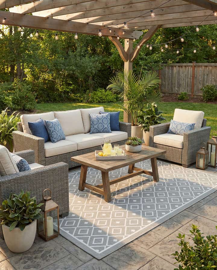 6' x 9' Easy-Clean Trellis Indoor / Outdoor Rug