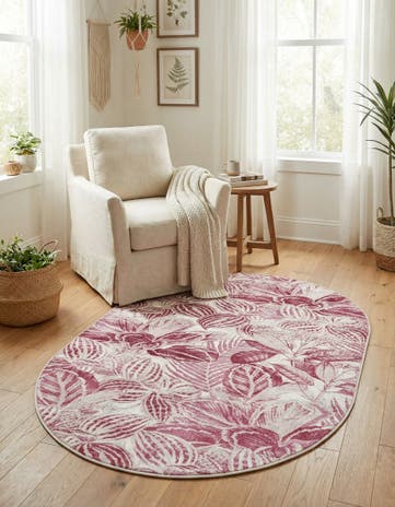 Fuchsia Blossom Oval Rug
