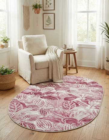 Fuchsia Blossom Oval Rug