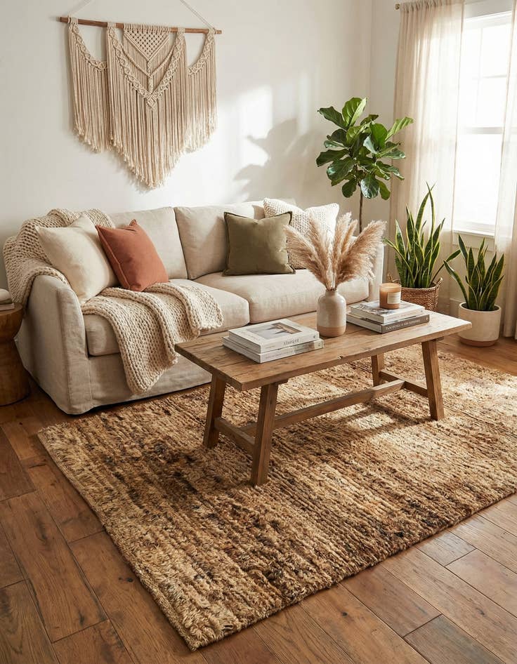 Detail image of  4' 1 x 6' 4  Hand Knotted Multi-Tone Shag Wool Rug