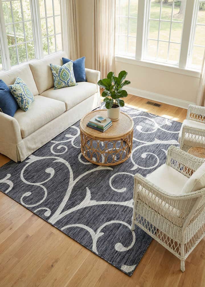 6' x 9' Easy-Clean Botanical Indoor / Outdoor Rug