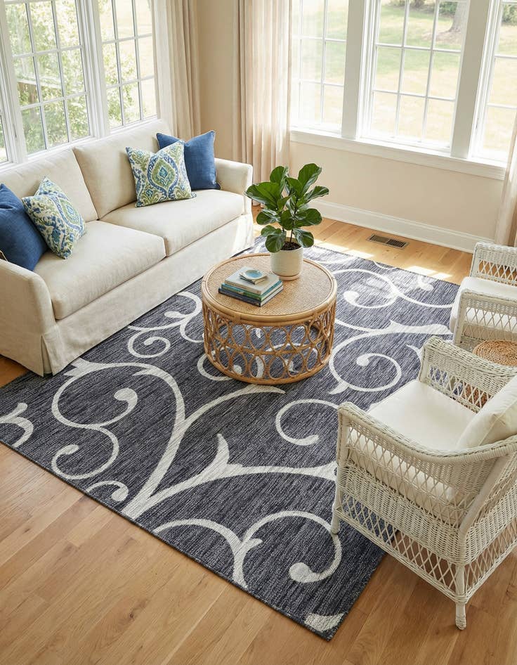 Detail image of 6' x 9'  Washable Botanical Indoor / Outdoor Rug