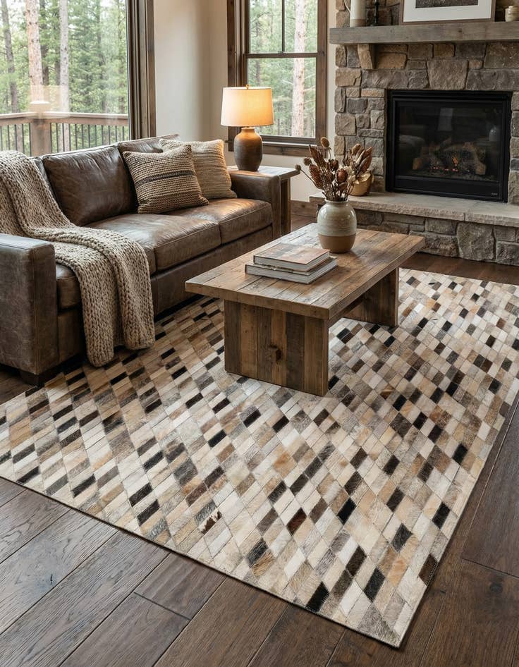 Detail image of  4' x 6' Cowhide - Patchwork Rug