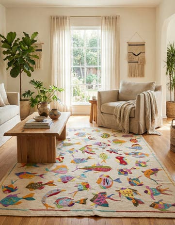 4' 4 x 6' 2 Hand Woven Kilim Suzani Wool Rug