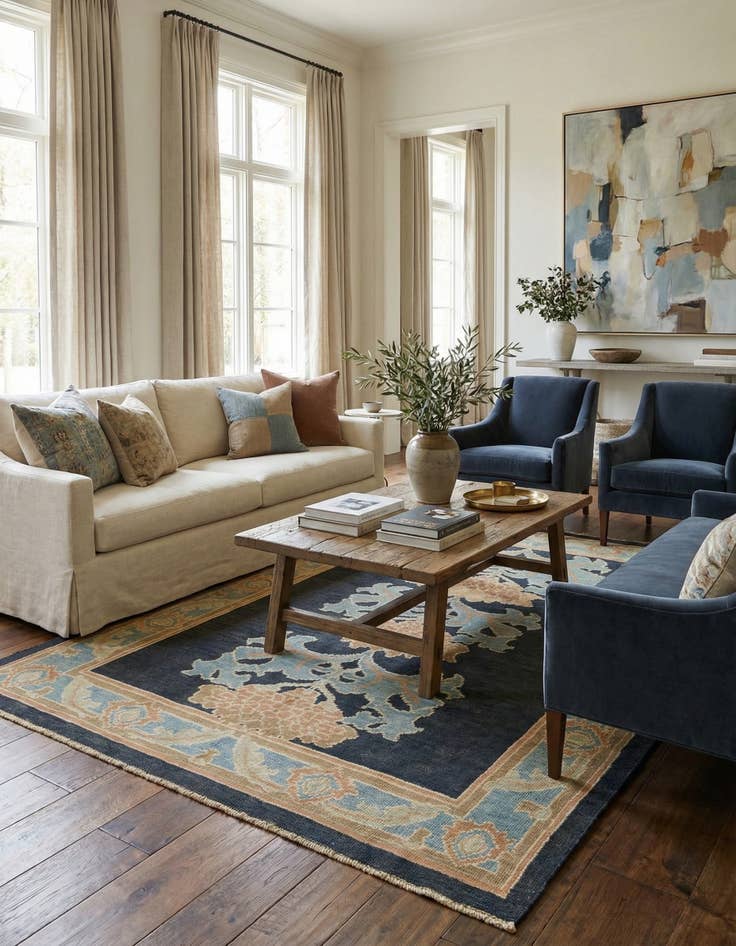 Detail image of 6' 10 x 8' 4  Hand Knotted Oushak Wool Rug