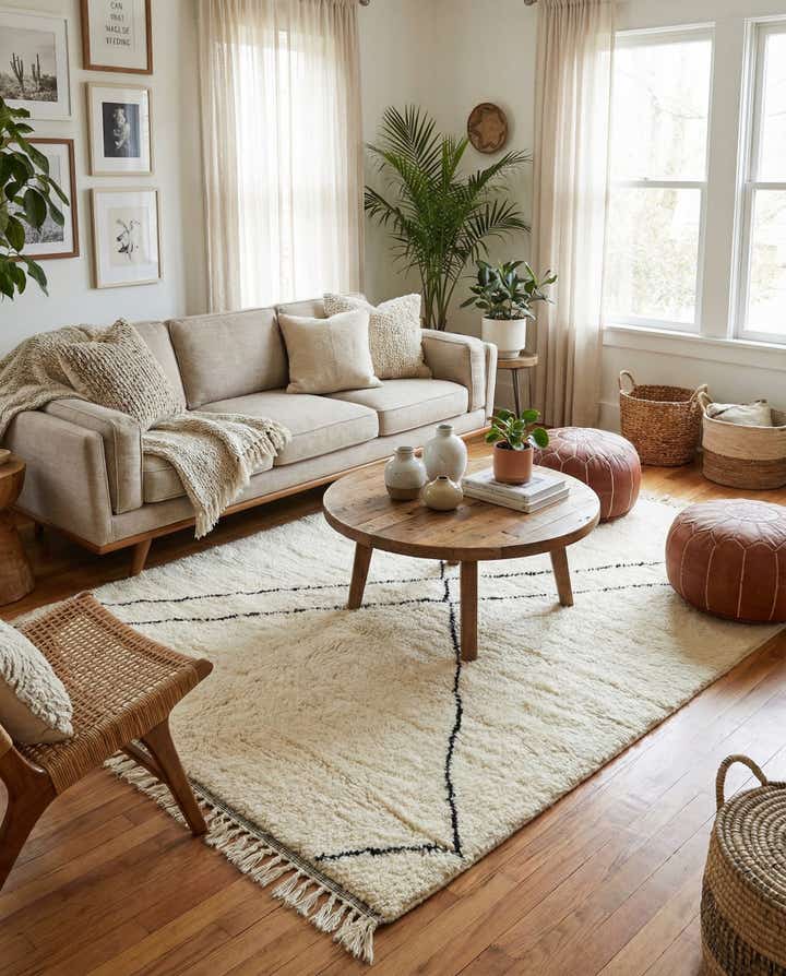 5' 3 x 7' 9 Hand Knotted Moroccan Wool Rug
