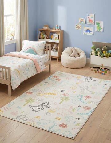 5' 3 x 8' Dinosaur Whimsy Kids Rug