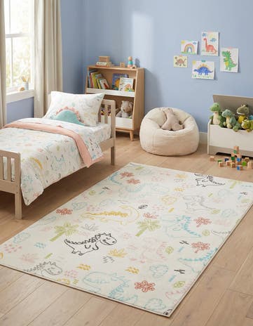 5' 3 x 8' Dinosaur Whimsy Kids Rug