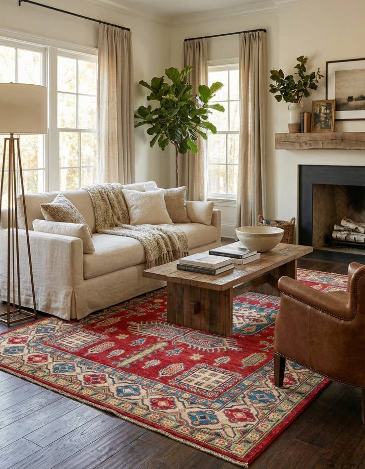 Detail image of 5' x 7' 1  Hand Knotted Kazak Rug