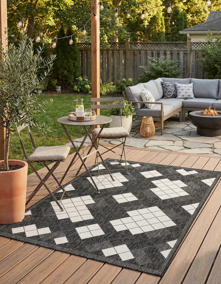 5' 3 x 8' Easy-Clean Modern Indoor / Outdoor...