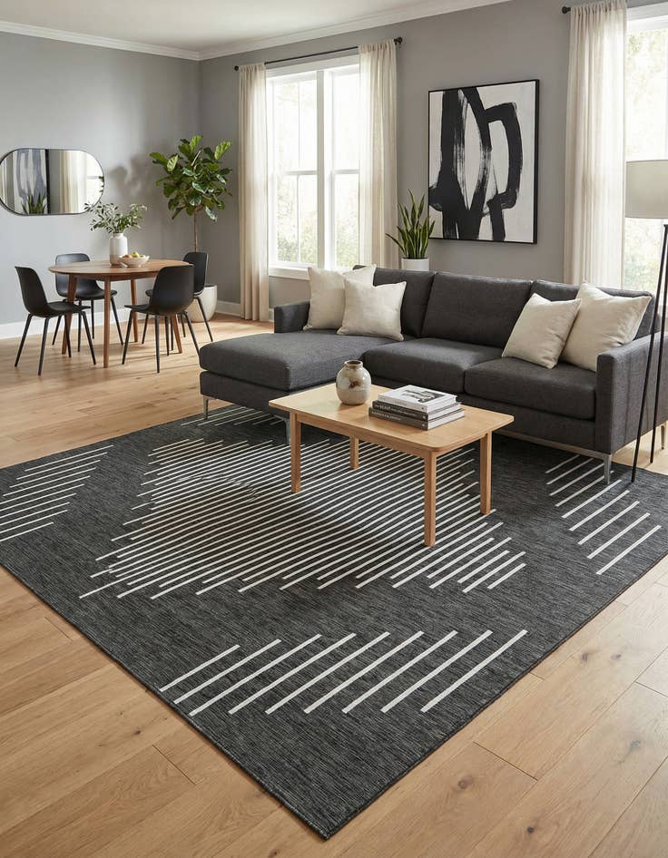 Detail image of 10' 8 x 10' 8  Washable Modern Indoor / Outdoor Square Rug