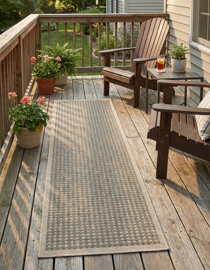 Detail image of 2' x 8'  Washable Border Indoor / Outdoor Runner Rug