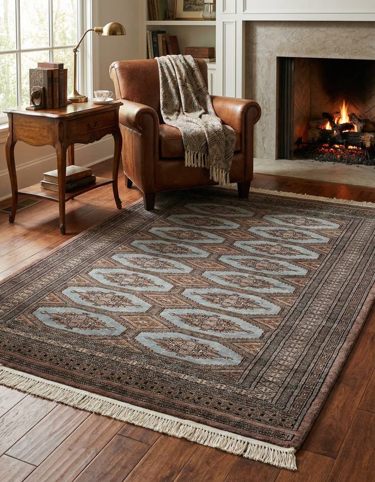 Detail image of  4' 2 x 5' 9  Hand Knotted Bokhara Wool Rug