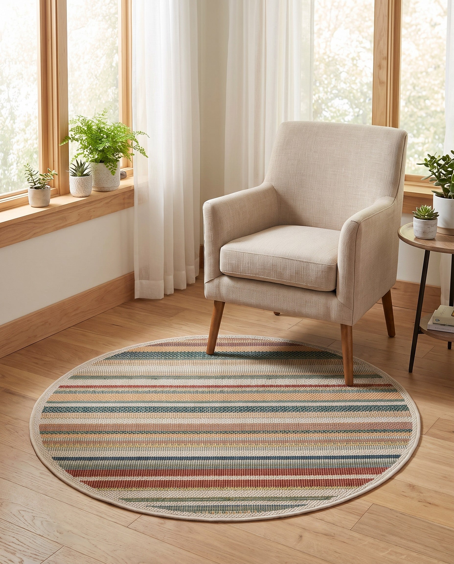 4' x 4' Easy-Clean Baja Indoor / Outdoor Round Rug
