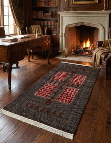 4' 1 x 6' Hand Knotted Bokhara Oriental Wool Rug