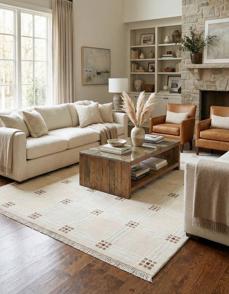 Detail image of 5' 8 x 8'  Hand Knotted Darya Wool Rug