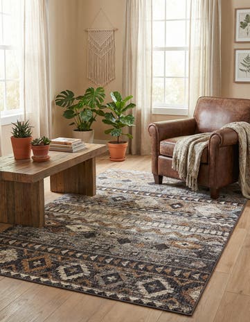 Khaki Gray Eco Southwestern Rug