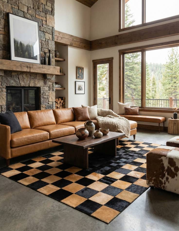 Detail image of  5' 1 x 8' Cowhide - Patchwork Rug