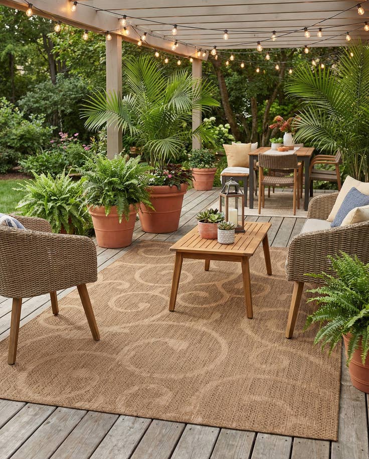 Detail image of 6' x 9' Easy-Clean Botanical Indoor / Outdoor Rug
