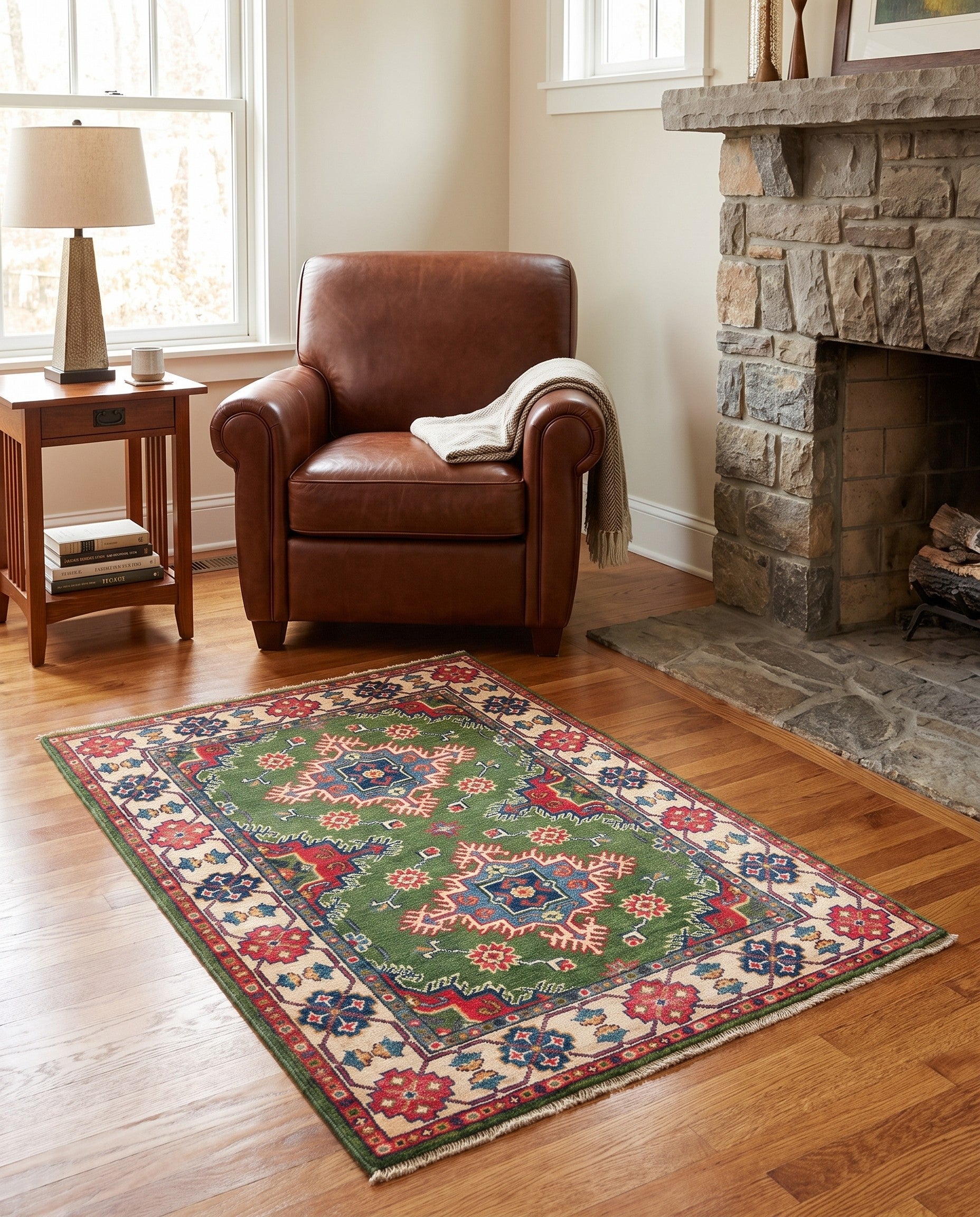 3' 4 x 5' Hand Knotted Kazak Rug