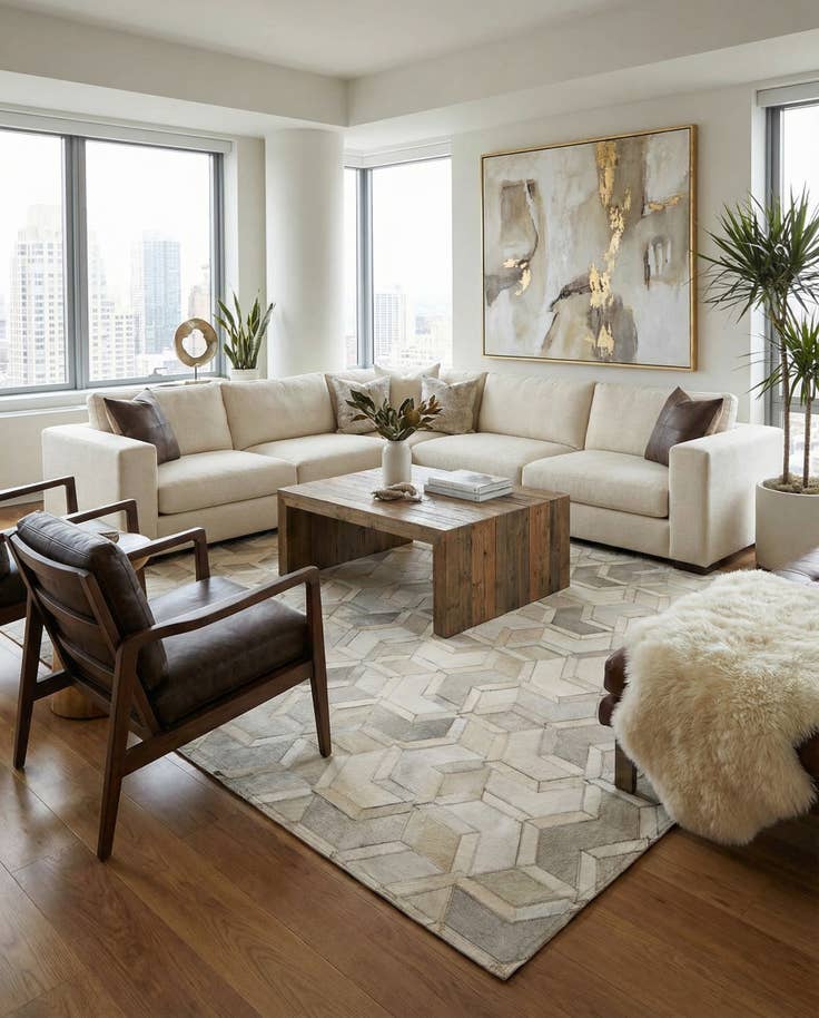 Detail image of 5' 1 x 7' 11 Cowhide - Patchwork Rug