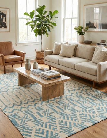 6' 8 x 9' 8 Hand Woven Kilim Modern Wool Rug