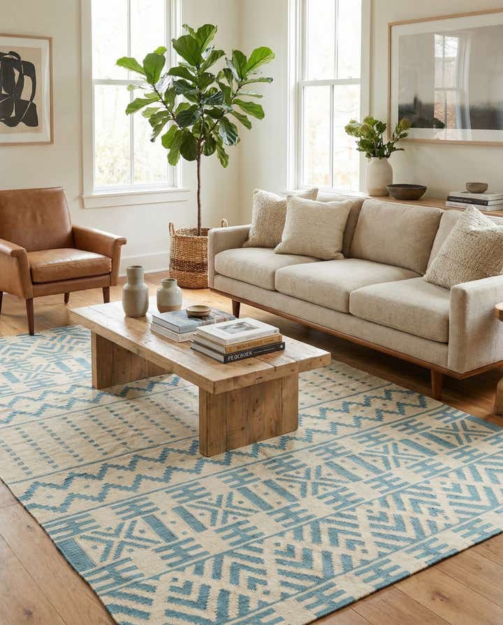 6' 8 x 9' 8 Hand Woven Kilim Modern Wool Rug