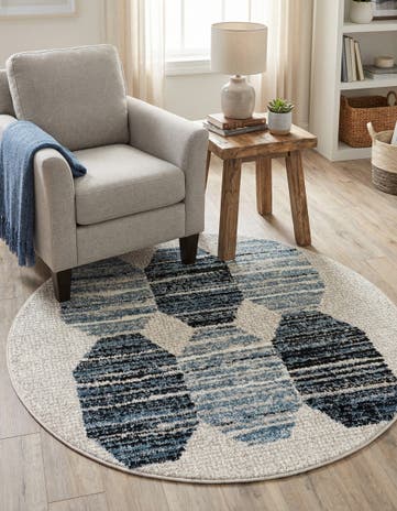 Blue Aramis Round Rug