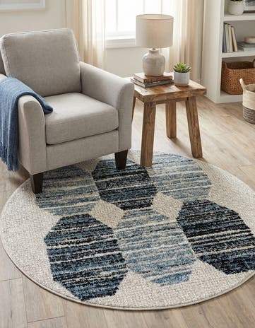 Blue Aramis Round Rug