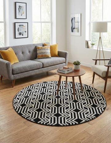 Black Vince Camuto Round Rug