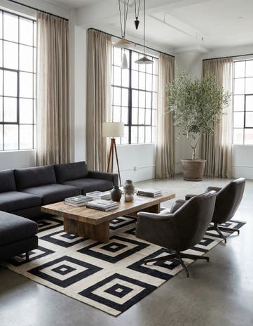 7' x 9' 6 Hand Woven Kilim Modern Wool Rug