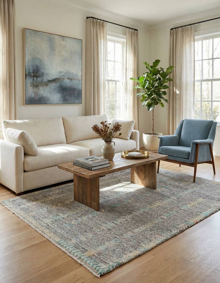 Detail image of 5' x 6' 10  Hand Knotted Modern Ziegler Wool Rug