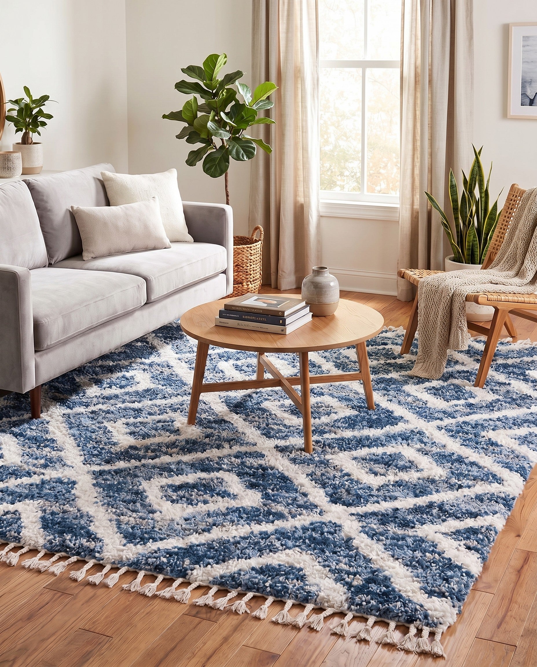 Blue Lagom Shag Square Rug