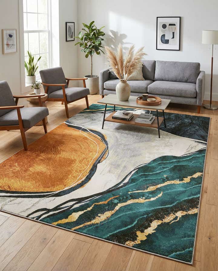 6' 1 x 9' Easy-Clean Modern Indoor / Outdoor Rug