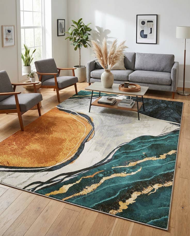 Detail image of 6' 1 x 9' Easy-Clean Modern Indoor / Outdoor Rug