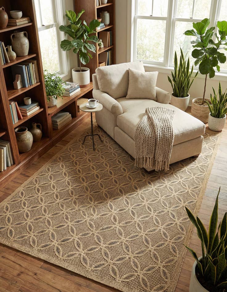 Detail image of 8' x 11' 4 Easy-Clean Trellis Indoor / Outdoor Rug