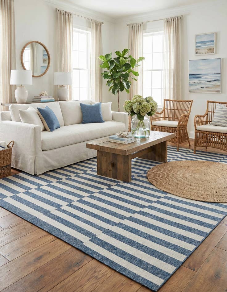 Detail image of 10' x 14'  Washable Striped Indoor / Outdoor Rug