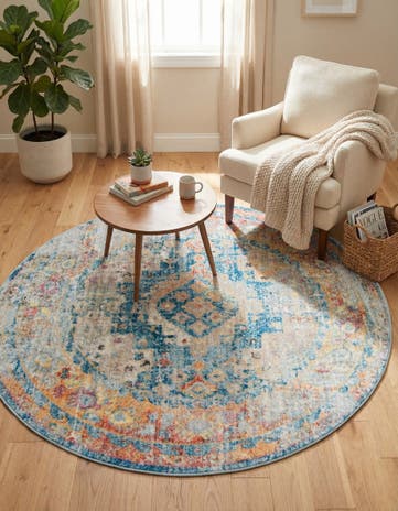 Blue Vega Round Rug